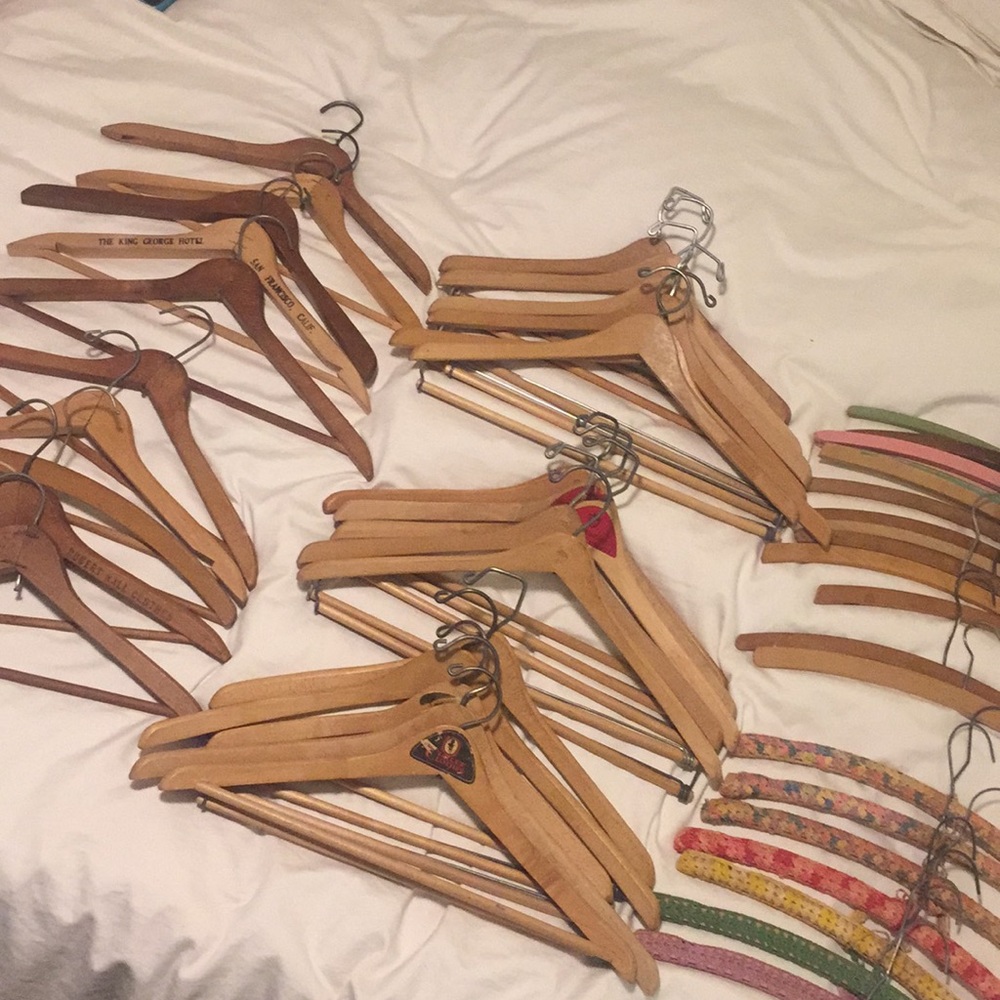 32 vintage wooden hangers